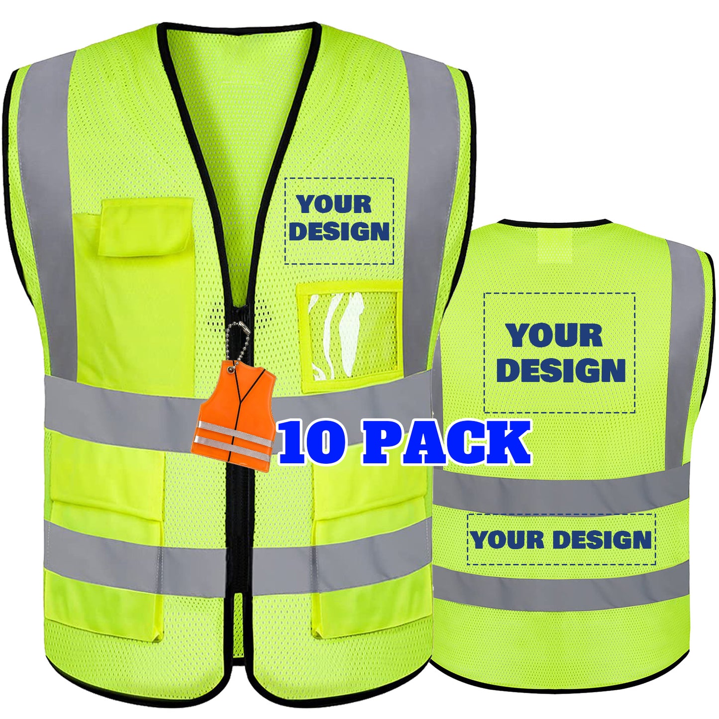 Custom Logo Reflective Mesh Safety Vest | High Visibility | Work & Outdoor Safety Gear