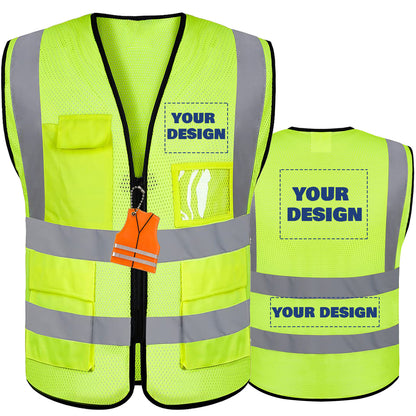 Custom Logo Reflective Mesh Safety Vest | High Visibility | Work & Outdoor Safety Gear
