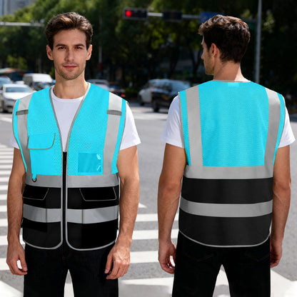 Shmimy 6 Pockets Custom Safety Vest Customized Logo Class 2 High Visibility Reflective Vest