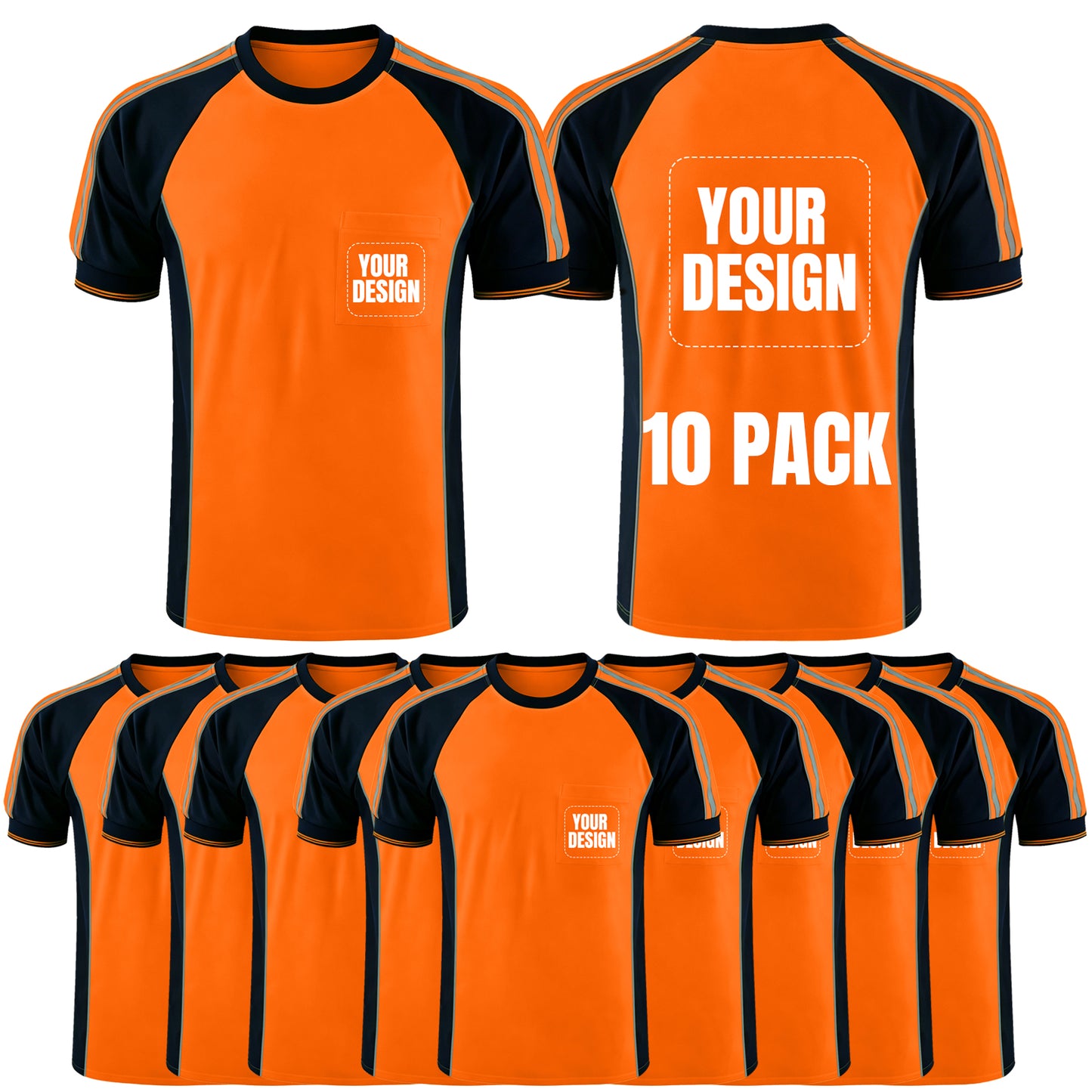 Custom Logo High Visibility Safety Work Shirts | Hi Vis Reflective Shirts