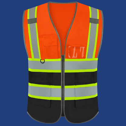 Shmimy Custom Logo Reflective Work Vest with Pockets| Class 2 High Visibility Safety Vest