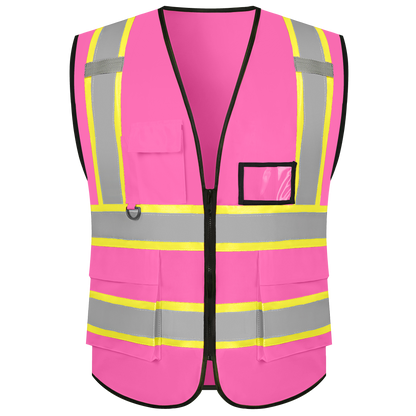 Shmimy Custom Safety Vest with 5 Pockets Class 2 Adult Unisex Construction Security Workwear