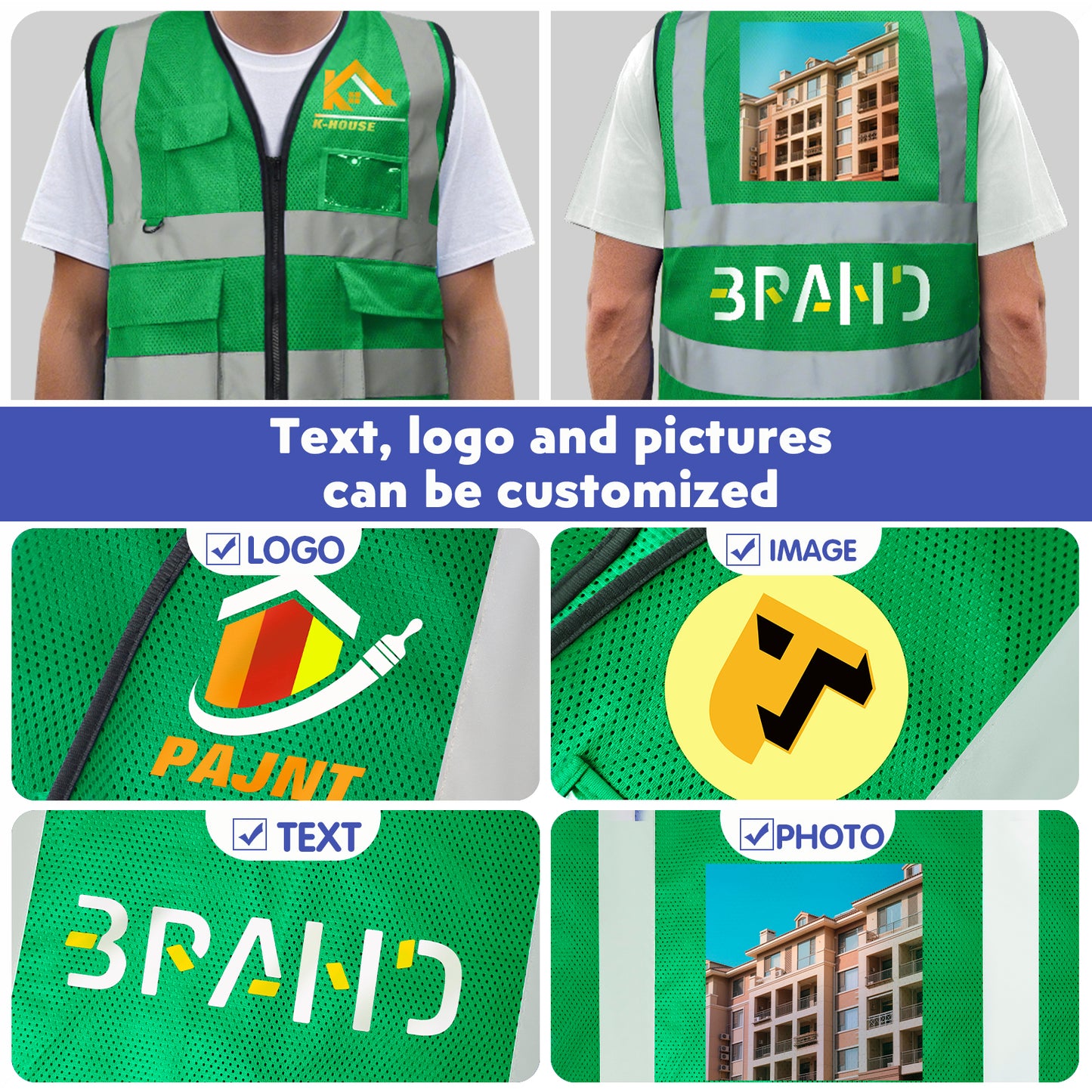 Custom Logo Reflective Mesh Safety Vest | High Visibility | Work & Outdoor Safety Gear