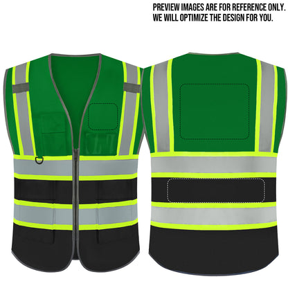 Shmimy Custom Logo Reflective Work Vest with Pockets| Class 2 High Visibility Safety Vest