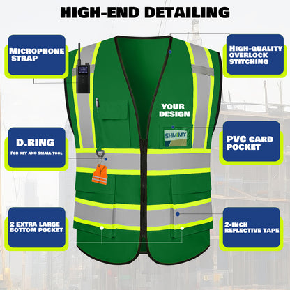 Shmimy Custom Safety Vest with 5 Pockets Class 2 Adult Unisex Construction Security Workwear