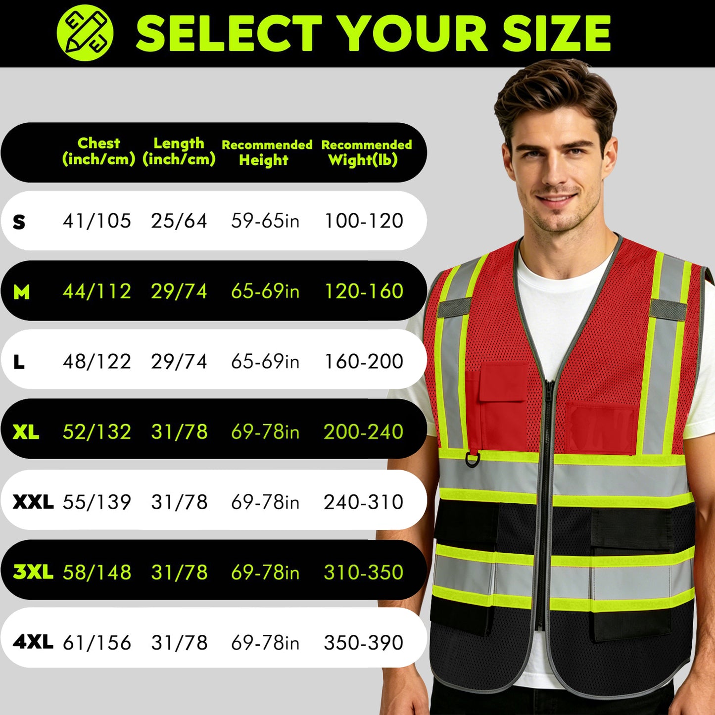 Custom High Visibility Reflective Safety Vest with Pockets | Personalized Logo for Construction, Men & Women