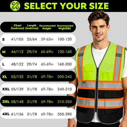 Custom High Visibility Reflective Safety Vest with Pockets | Personalized Logo for Construction, Men & Women