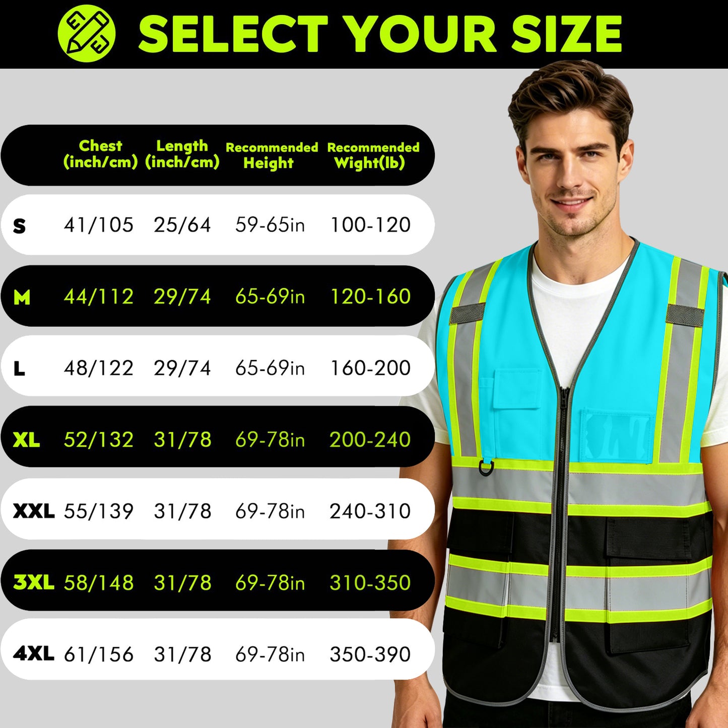 Shmimy Custom Logo Reflective Work Vest with Pockets| Class 2 High Visibility Safety Vest