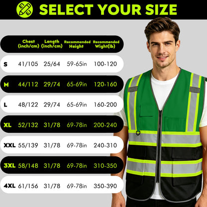 Shmimy Custom Logo Reflective Work Vest with Pockets| Class 2 High Visibility Safety Vest