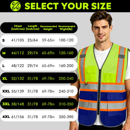 Custom High Visibility Reflective Safety Vest with Pockets | Personalized Logo for Construction, Men & Women