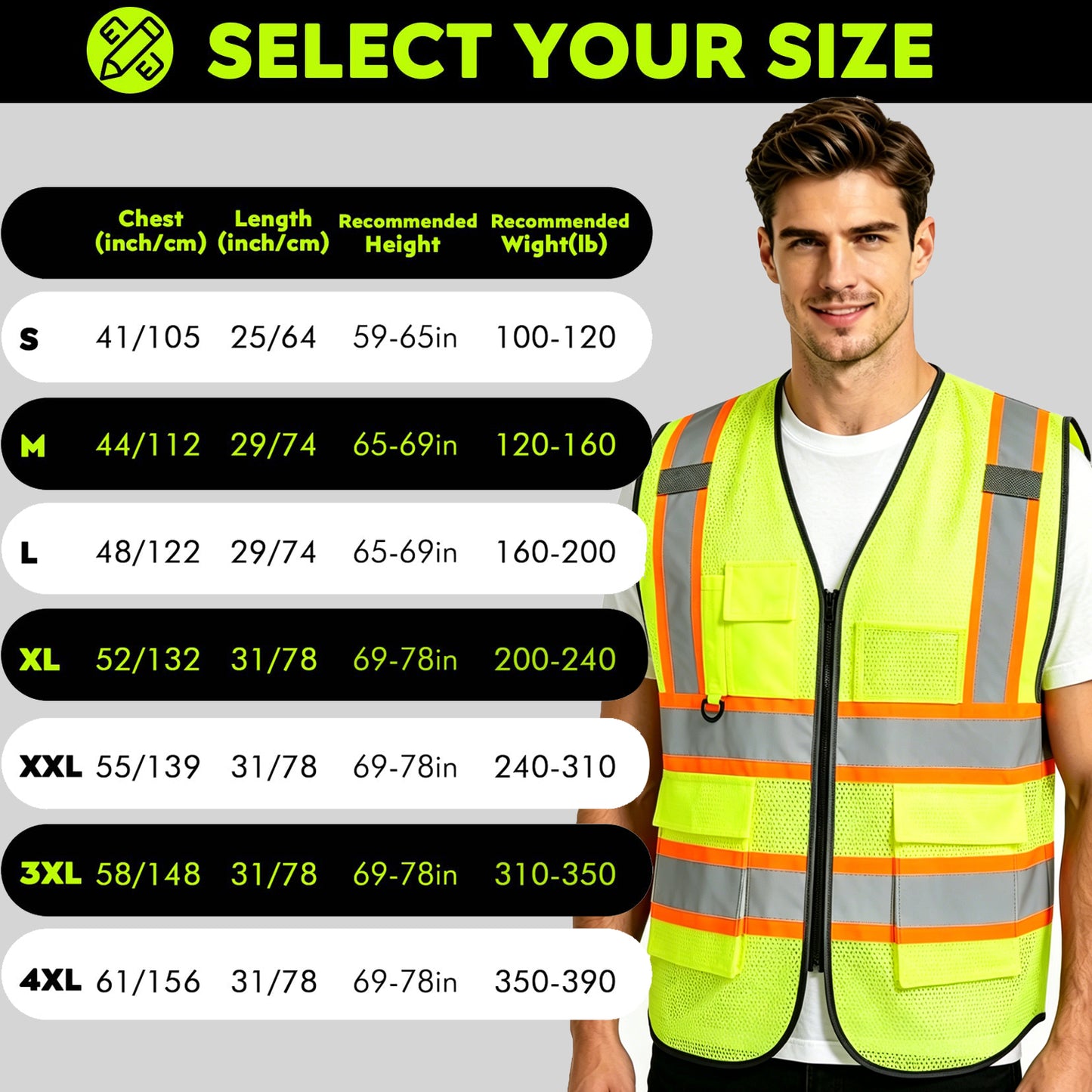 Shmimy Custom Mesh Safety Vest with 5 Pockets Class 2 Adult Unisex Construction Security Workwear