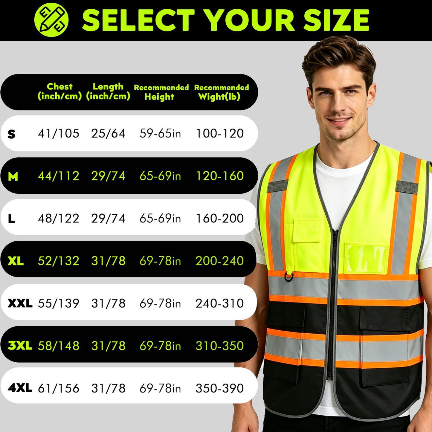 Shmimy Custom Logo Reflective Work Vest with Pockets| Class 2 High Visibility Safety Vest