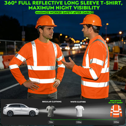 Shmimy Custom Logo High Visibility Shirts Class 3 Reflective Shirts ANSI with Pocket Safety Shirts