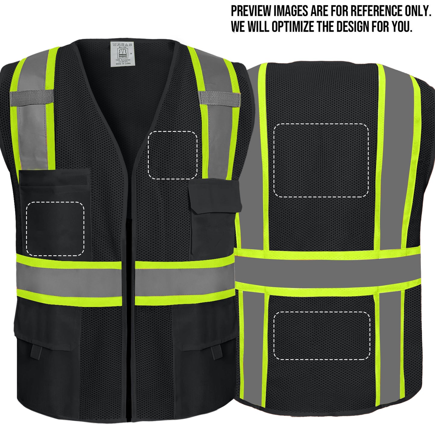 Shmimy Custom Safety Vest Customized Logo Class 2 High Visibility Reflective Vest with 8 Pockets Construction workwear