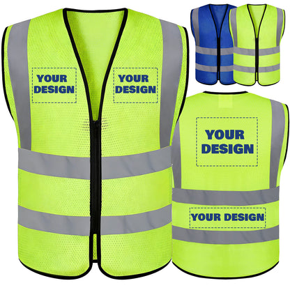 Shmimy Custom Safety Vest Customized Logo Class 2 High Visibility Reflective Vest, Construction workwear