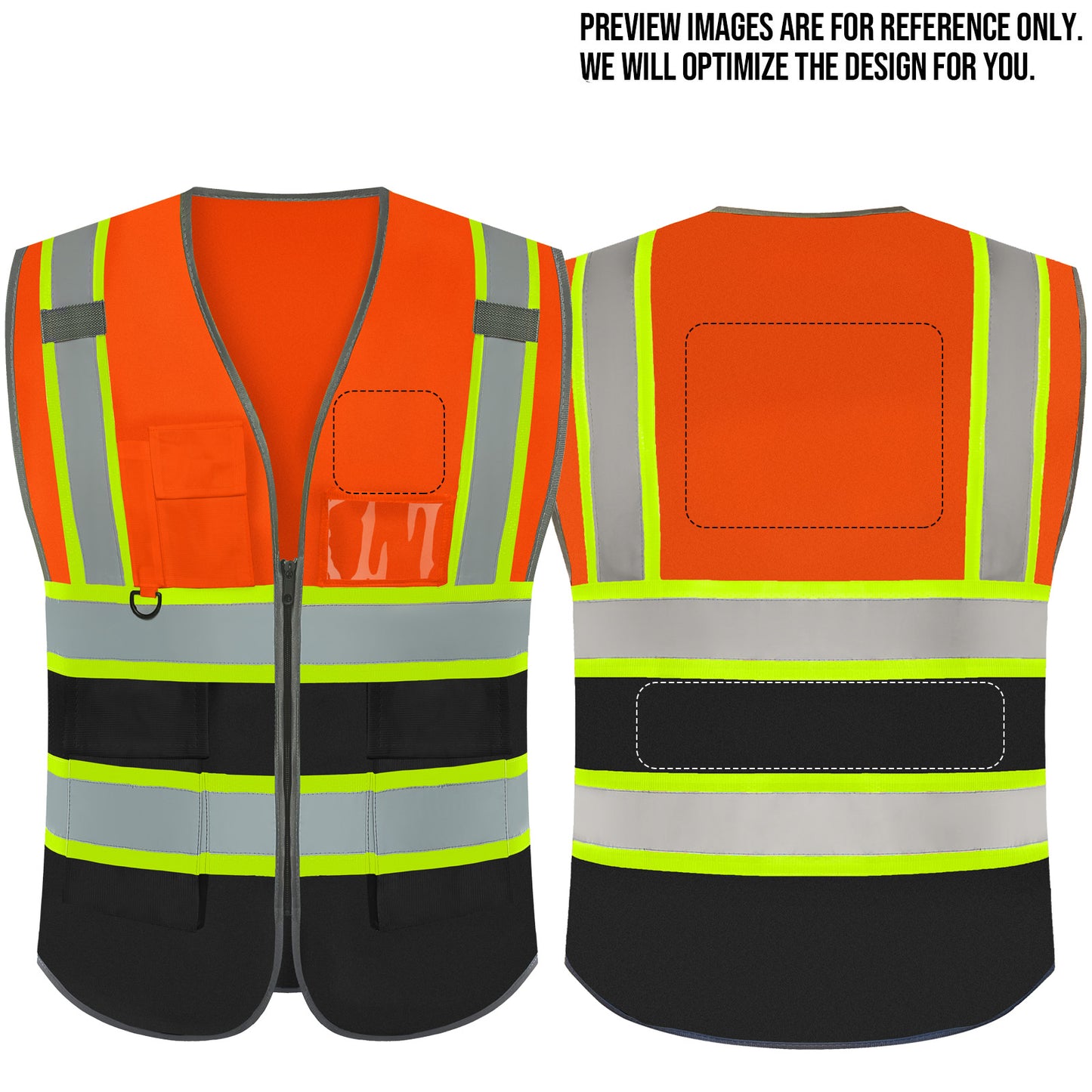 Shmimy Custom Logo Reflective Work Vest with Pockets| Class 2 High Visibility Safety Vest