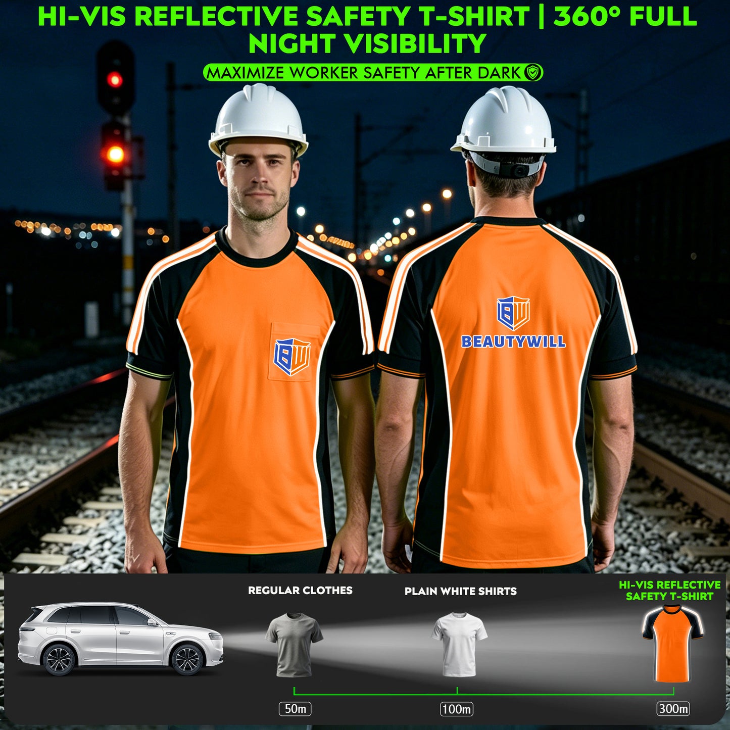 Custom Logo High Visibility Safety Work Shirts | Hi Vis Reflective Shirts