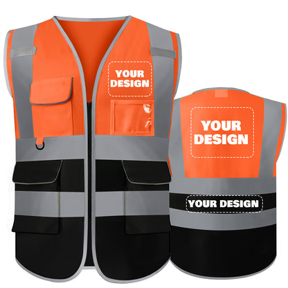 Shmimy Custom Safety Vest Class 2 High Visibility Reflective Vest 6 Pocket