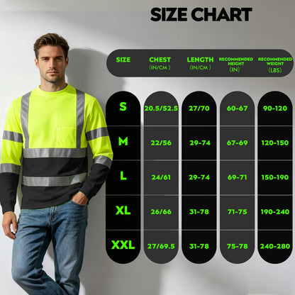 Shmimy Custom Safety Shirts, ANSI Class 3 Reflective Work Shirts Long Sleeve Crewneck T-Shirt