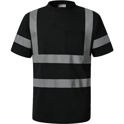 Shmimy Custom Logo High Visibility Shirts Class 3 Reflective Shirts ANSI with Pocket Safety Shirts