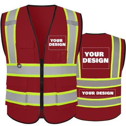 Shmimy Custom Safety Vest with 5 Pockets Class 2 Adult Unisex Construction Security Workwear