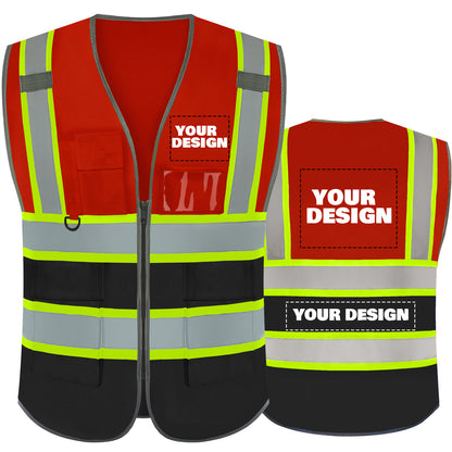 Shmimy Custom Logo Reflective Work Vest with Pockets| Class 2 High Visibility Safety Vest