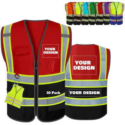 Shmimy Custom High Visibility Reflective Safety Vest with Pockets for construction, Runners, Cyclists, Warehouse Staff & Event Volunteersrk.