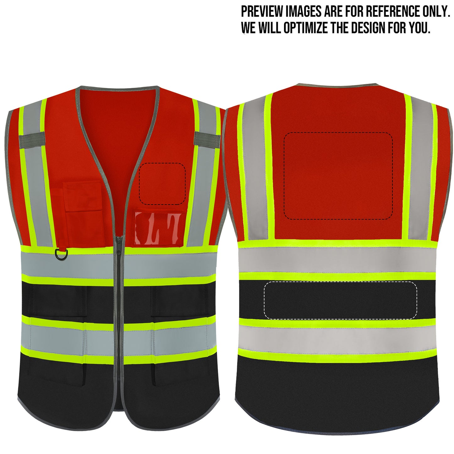 Shmimy Custom Logo Reflective Work Vest with Pockets| Class 2 High Visibility Safety Vest