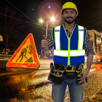 Shmimy Custom High Visibility Safety Vest, Class 2 Reflective Work Vest With Pockets, Custom Logo Construction Workwear