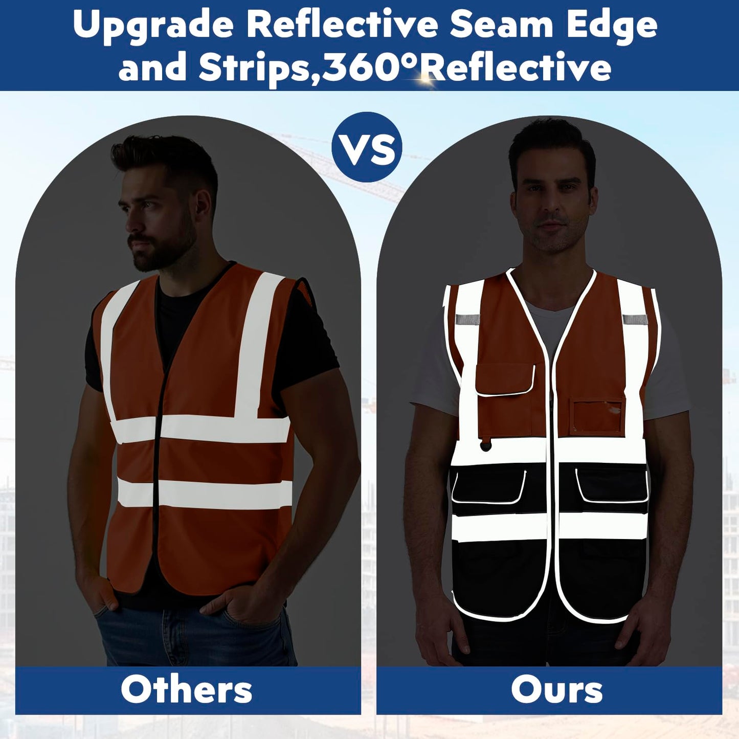Shmimy Custom Safety Vest Class 2 High Visibility Reflective Vest 6 Pocket
