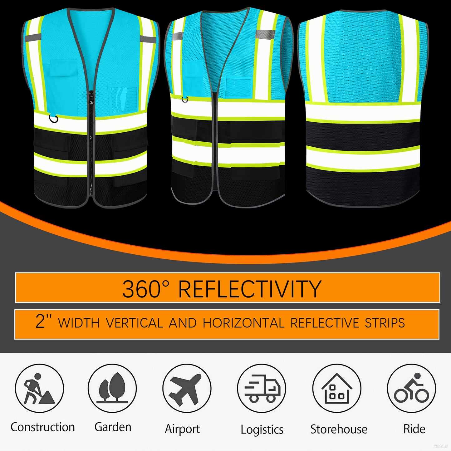 Custom High Visibility Reflective Safety Vest with Pockets | Personalized Logo for Construction, Men & Women
