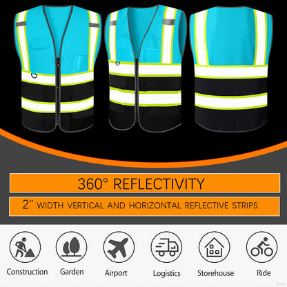 Custom High Visibility Reflective Safety Vest with Pockets | Personalized Logo for Construction, Men & Women