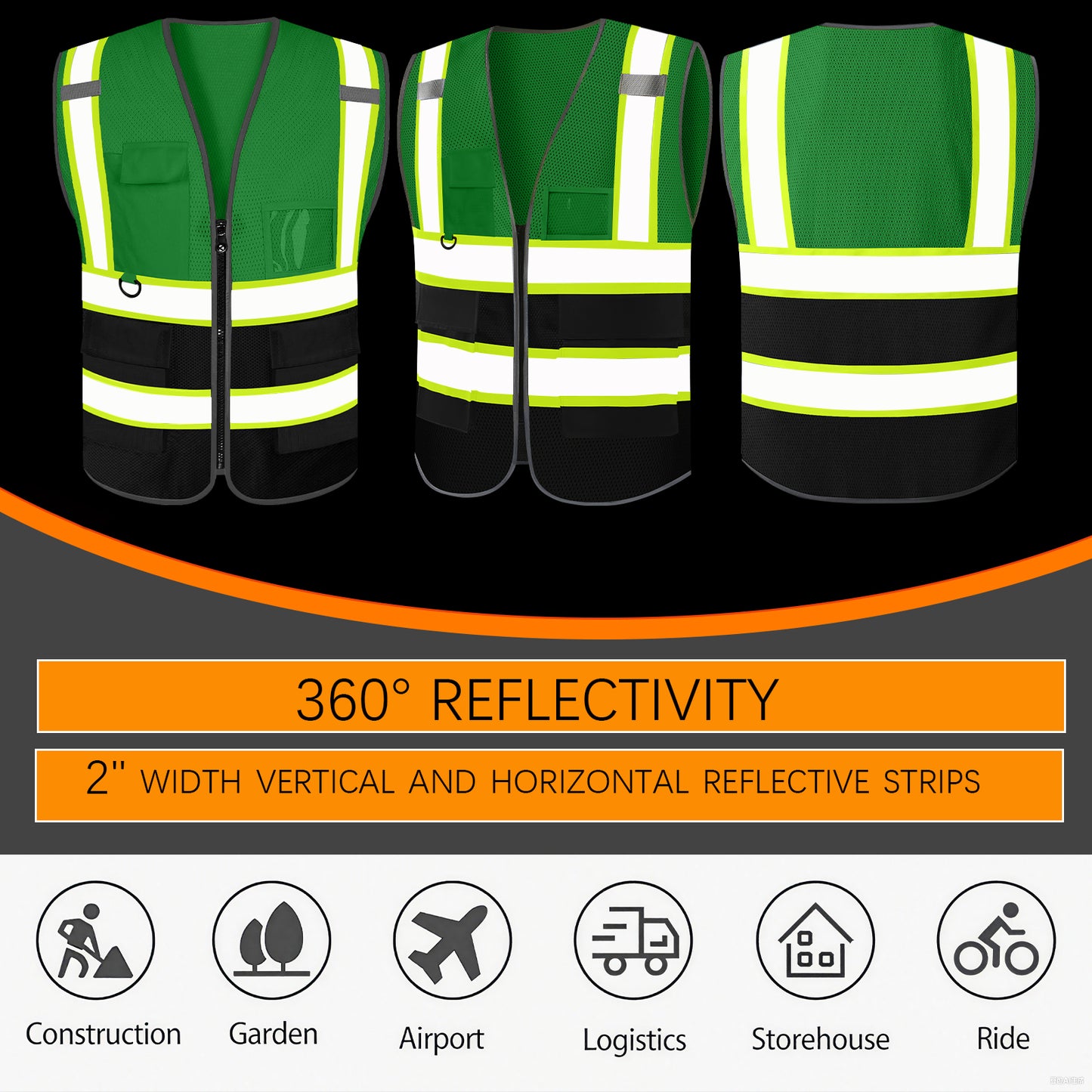Custom High Visibility Reflective Safety Vest with Pockets | Personalized Logo for Construction, Men & Women