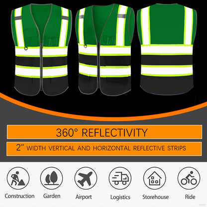 Shmimy Custom Logo Reflective Work Vest with Pockets| Class 2 High Visibility Safety Vest