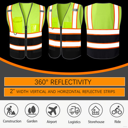 Custom High Visibility Reflective Safety Vest with Pockets | Personalized Logo for Construction, Men & Women