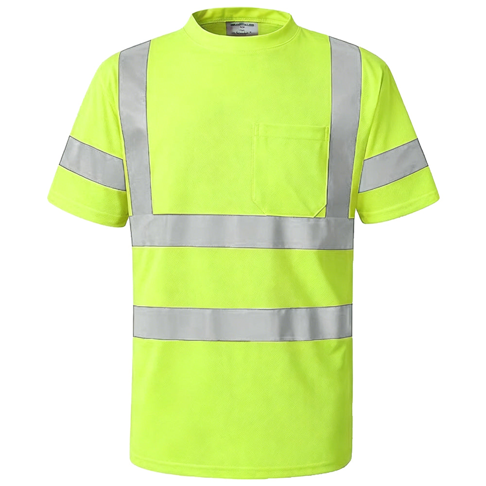 Shmimy Custom Logo High Visibility Shirts Class 3 Reflective Shirts ANSI with Pocket Safety Shirts