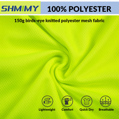 Shmimy Custom Logo High Visibility Safety Shirts, ANSI Class 3 Reflective Work Shirts Long Sleeve Crewneck T-Shirt