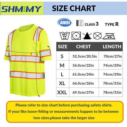 Shmimy Custom Logo High Visibility Safety Shirts, ANSI Class 3 Reflective Work Shirts Long Sleeve Crewneck T-Shirt