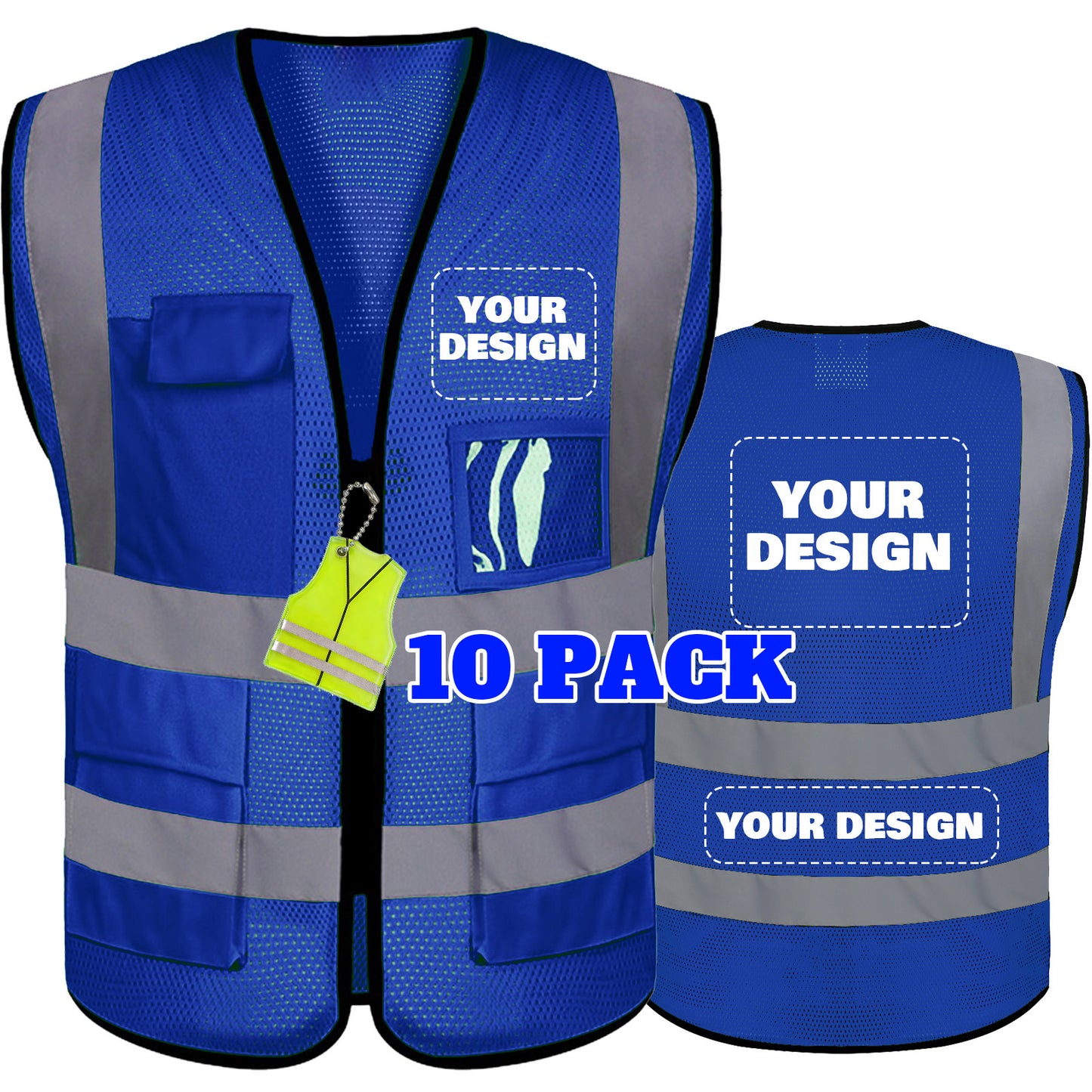 Custom Logo Reflective Mesh Safety Vest | High Visibility | Work & Outdoor Safety Gear
