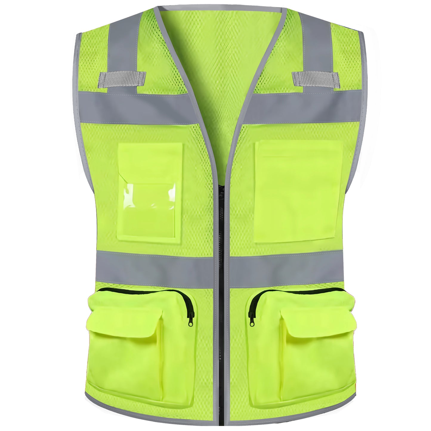 Shmimy Custom Logo Safety Vest 8-Pockets Class2 High Visibility Reflective Vest for Men - Personalized Logo Team Vest