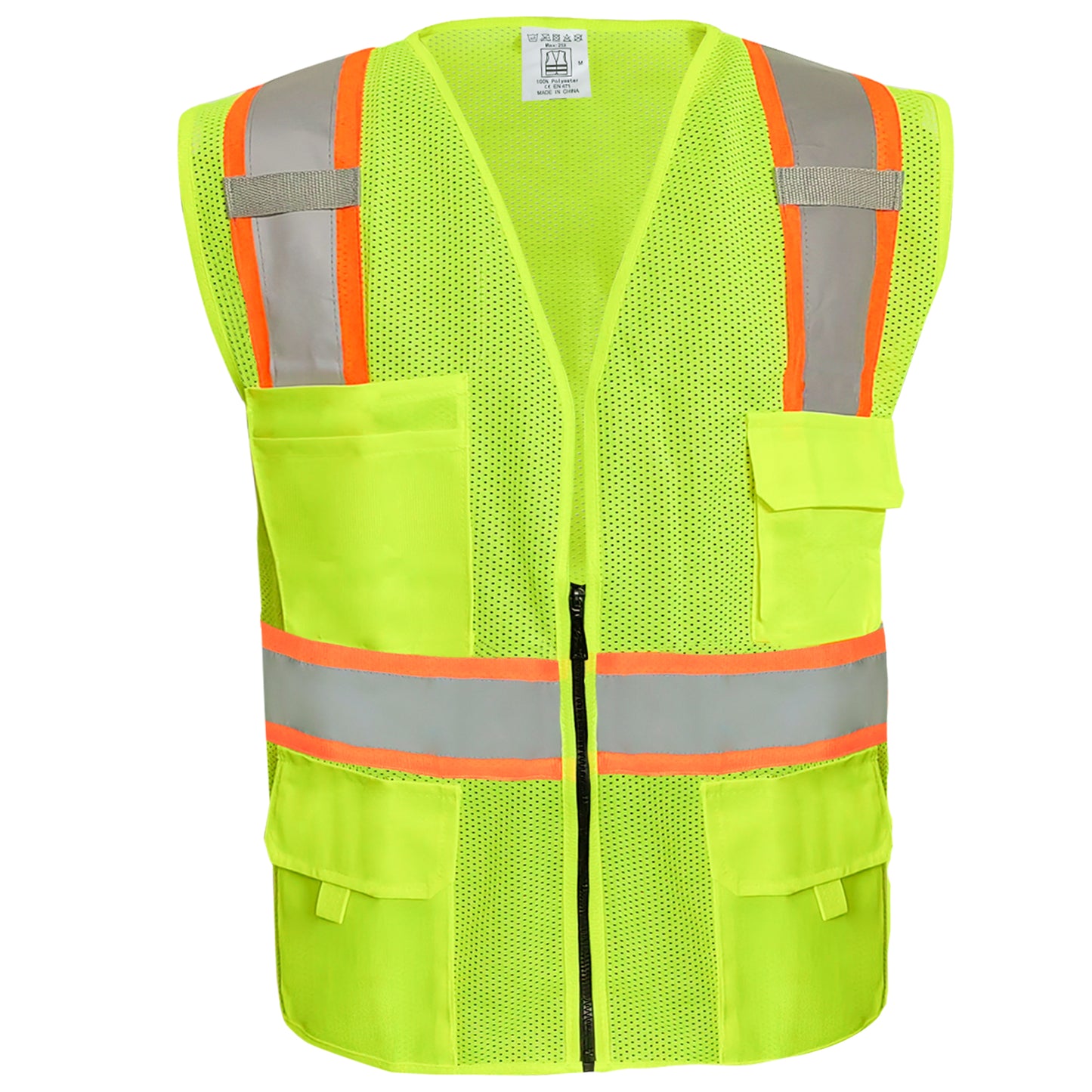 Shmimy Custom Safety Vest Customized Logo Class 2 High Visibility Reflective Vest with 8 Pockets Construction workwear