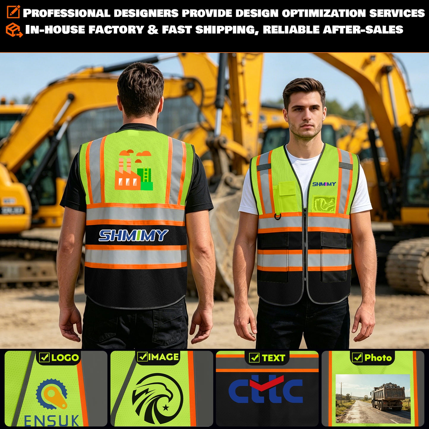 Custom High Visibility Reflective Safety Vest with Pockets | Personalized Logo for Construction, Men & Women