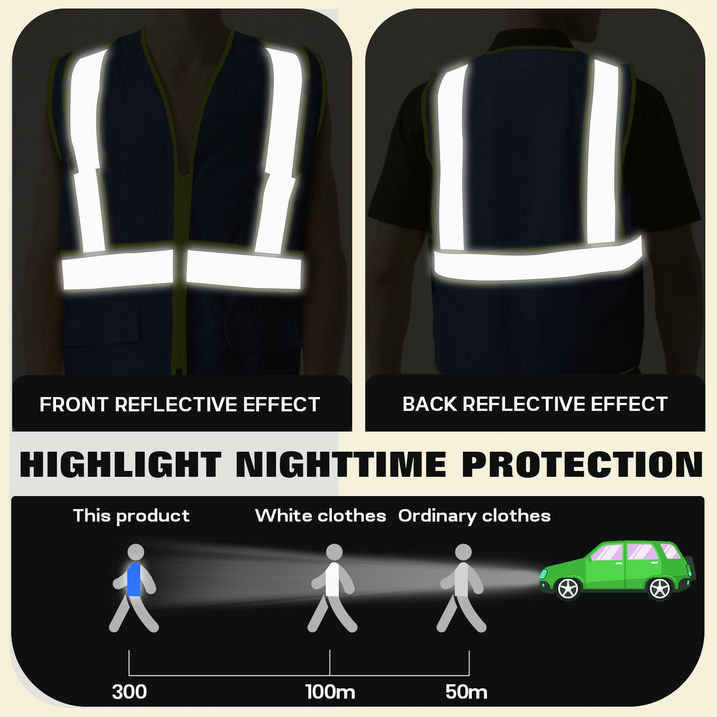 Shmimy Custom High Visibility Safety Vest, Class 2 Reflective Work Vest With Pockets, Custom Logo Construction Workwear