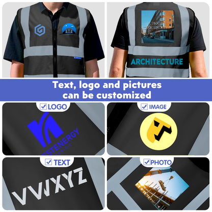 Shmimy Custom Logo Class 2 Reflective Safety Vest, ANSI/ISEA Standards Compliant