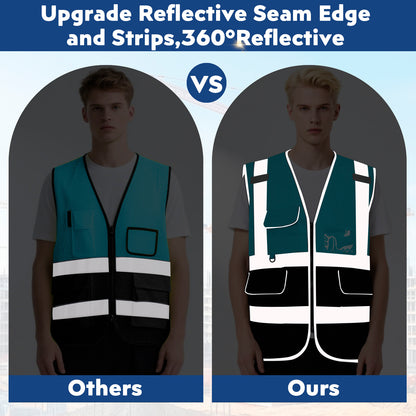 Shmimy 6 Pockets Custom Safety Vest Customized Logo Class 2 High Visibility Reflective Vest