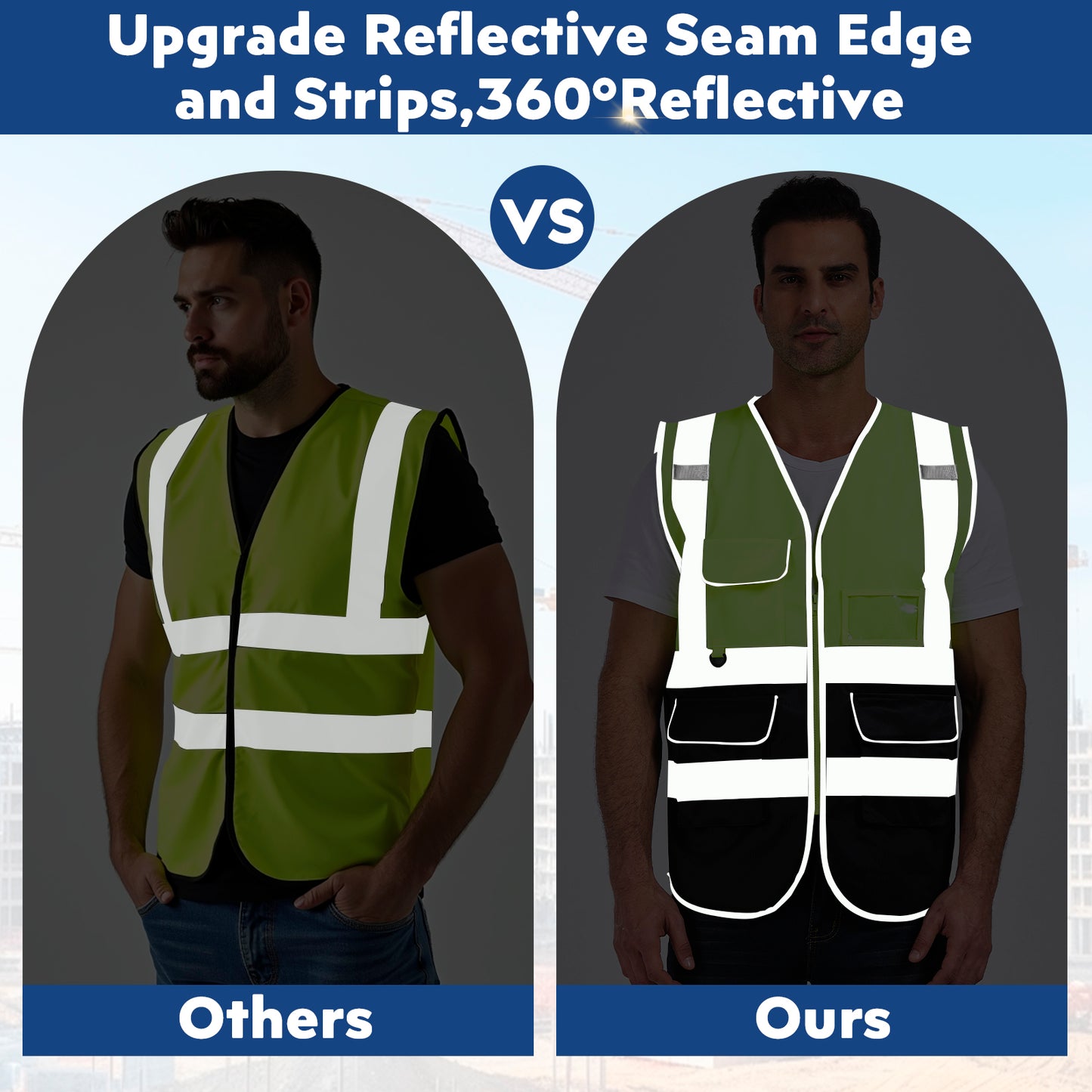 Shmimy Custom Safety Vest Class 2 High Visibility Reflective Vest 6 Pocket