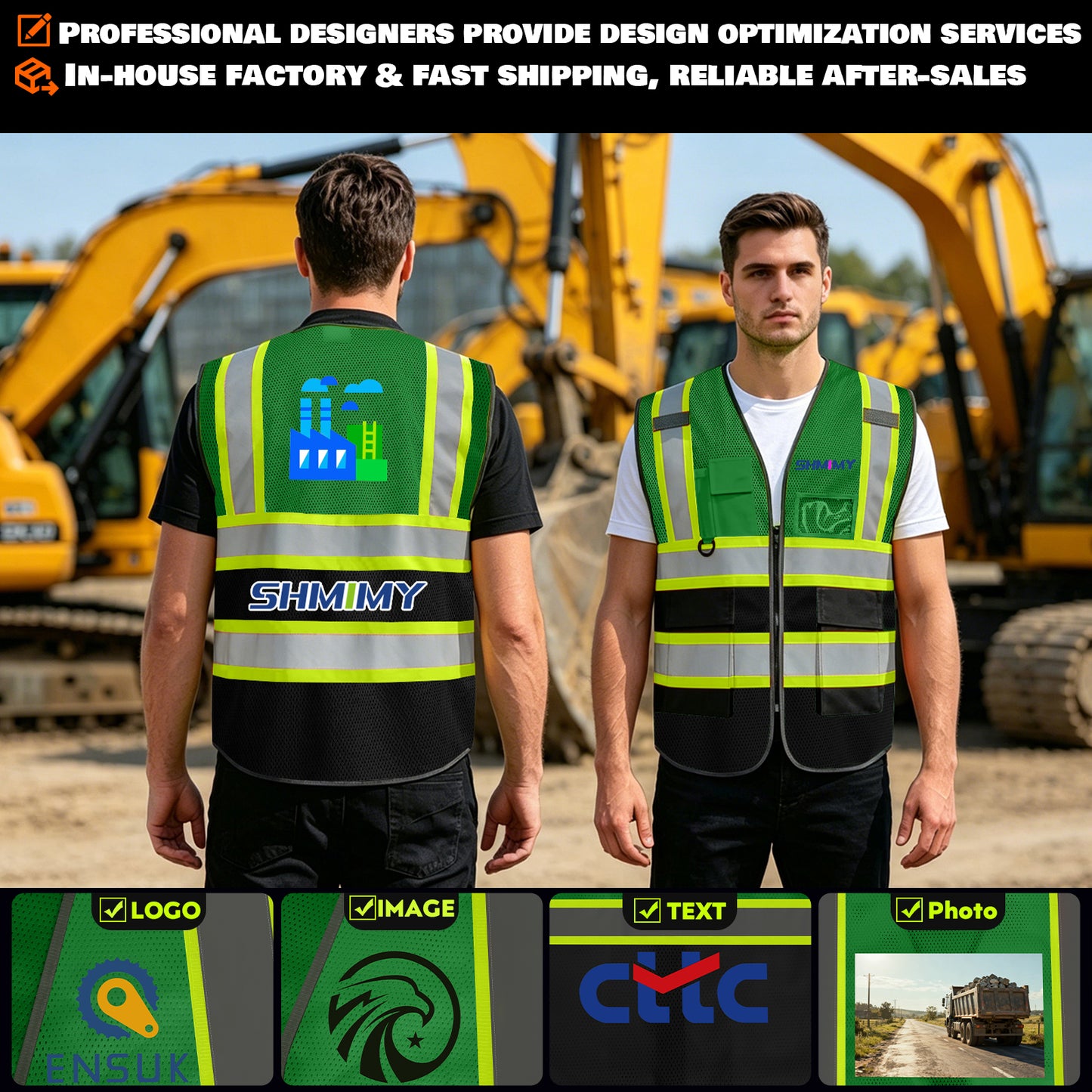 Custom High Visibility Reflective Safety Vest with Pockets | Personalized Logo for Construction, Men & Women