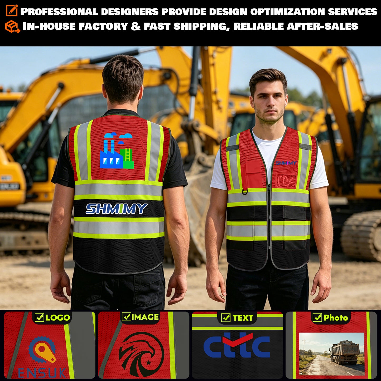 Custom High Visibility Reflective Safety Vest with Pockets | Personalized Logo for Construction, Men & Women