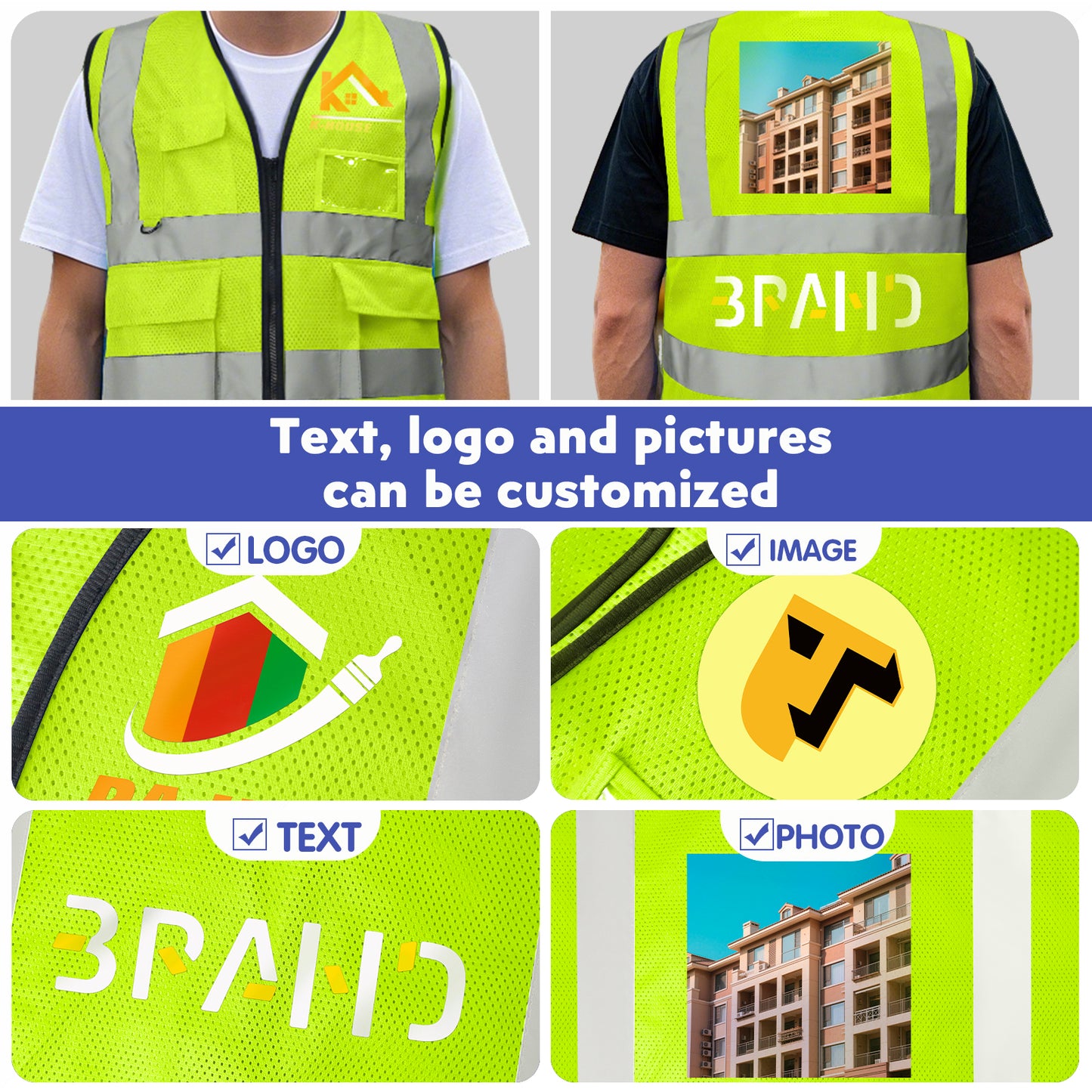 Custom Logo Reflective Mesh Safety Vest | High Visibility | Work & Outdoor Safety Gear