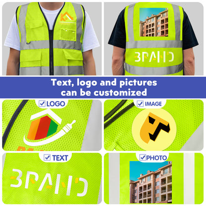 Custom Logo Reflective Mesh Safety Vest | High Visibility | Work & Outdoor Safety Gear